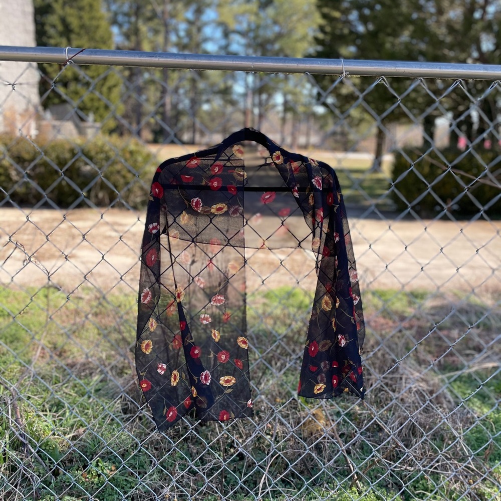 Sheer Floral Scarf